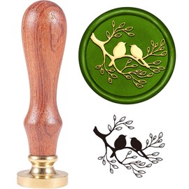 SUPERDANT Bird on Branch Wax Seal Stamp Lovebirds Wax Stamp 30 mm Seal Stamp with Removable Brass Head Wooden Handle for Party Wedding Invitation Valentine's Day Greeting Card Bottle Decoration