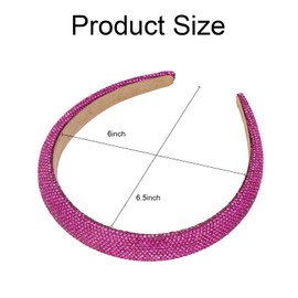 Amariver Hotpink Rhinestones Headband for Women Glitter Sparkle Head Band 1Inch Beaded Hair Band for Girls Bling Jeweled Hair Hoops Fashion Hair Accessories for Women Gilrs