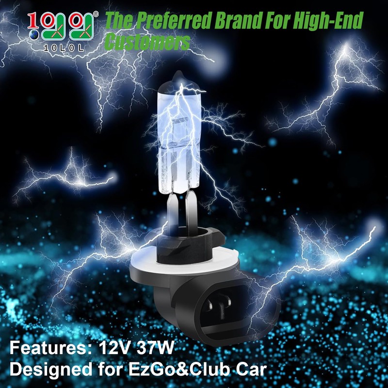 10L0L Golf Cart Headlight Bulb 12V 37W Super Bright Halogen