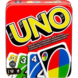 UNO Original Caja Metálica, Juego de Mesa Familiar de 2 a 10 Jugadores