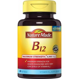 Nature Made Maximum Strength Vitamin B12 Supplement 5000 mcg Softgels 60 Count