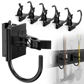 MooxHAI 6 Pack E Track Tool Holder with J Hook,Enclosed Trailer Accessories for Brooms, Poles, Shovels,Rakes,Etrack Accessories for Trailer Organizer - Black