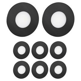 ledscom.de LED stair light, FEX stair light for indoor and outdoor use, round, black, 85 mm diameter, warm white, pack of 8