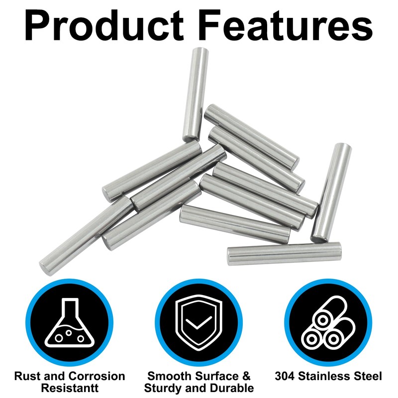 Murtenze 12 Pack 5mm x 30mm Stainless Steel Dowel Pin,