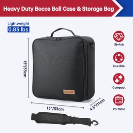QYILUARE Case Only | Heavy-Duty Water-Resistant Bocce Ball & Tennis Ball Case with Sponge Protection – Bocce & Tennis Ball Bag Holds 8 Balls & Pallino, Adjustable Strap, Fits 100-107mm