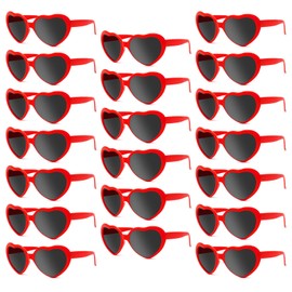 YQVIE 10/20 Pack Neon Color Heart Shaped Sunglasses for Women Heart Sunglasses in Bulk for Bachelorette Party Favors (20Red)