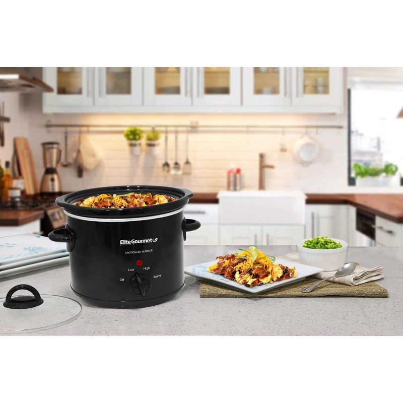 Elite Gourmet 3 Quart Slow Cooker with Low High Settings
