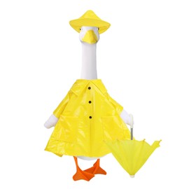 Tinoaly Raincoat Porch Goose Outfits, Waterproof Cement Goose Clothes Patio Concrete Statue Costume with Umbrella & Hat for Outdoor Lawn Garden Yard Decor (Yellow)