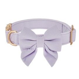Ewinoom Bowtie Dog Collar Adjustable Soft Collars with Detachable Bow Tie and Metal Buckle for Small Medium Large Dogs,Lilac,Small