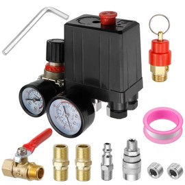 FarBoat Air Compressor Pressure Switch Control Valve 90-120 PSI, 4-way Replacement Parts Air Compressor Accessories, Automatic Air Pressure Switch Assembly