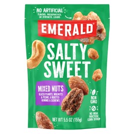 Emerald Nuts Salty Sweet Mixed Nuts (1-Pack), Features Kettle Glazed Peanuts, Almonds, Cashews, Kettle Glazed Walnuts, Kettle Glazed Pecans, 5.5oz Resealable Bag