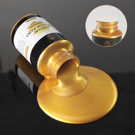 KIRIN Acrylic Paint Set, Metallic Gold & Silver & Bronze, Gold Leaf Paint for Art Painting Handcrafts, Idea Paints for Fabric Furniture Wood Clay Canvas Craft Supplies (3Pcs, 125g/Bottle)