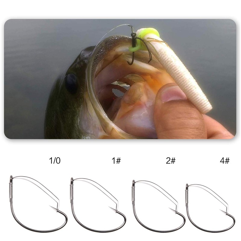 50pcs 37753 Wacky Weedless Worm Fishing Hooks Wide Gap Jig