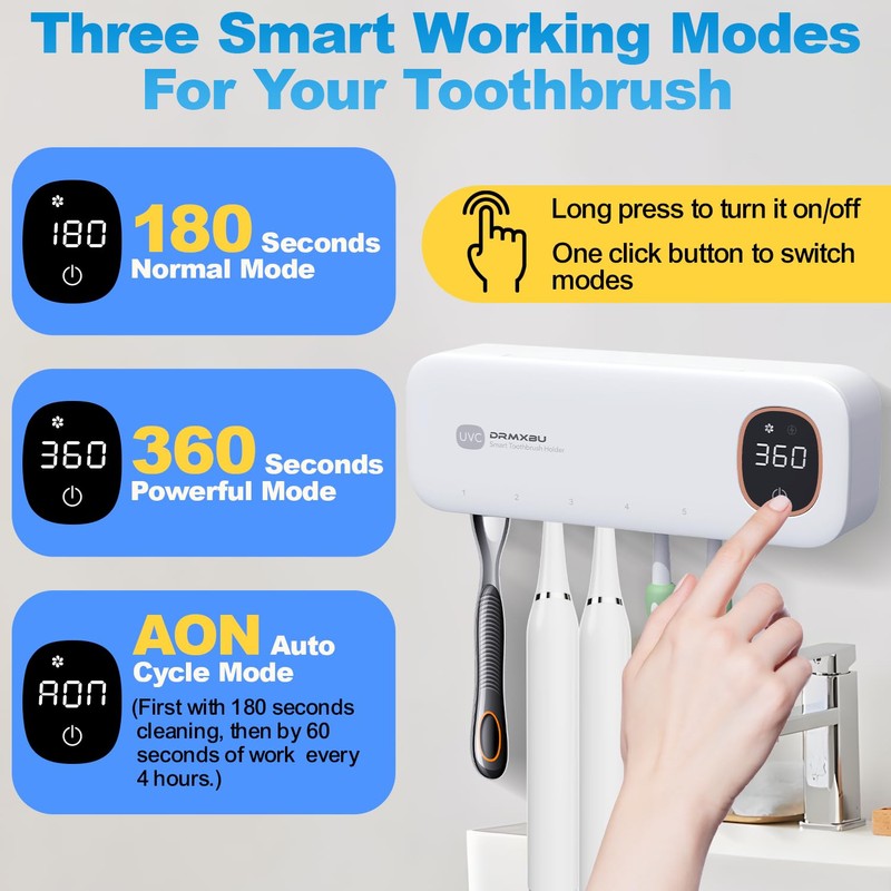 Toothbrush Sanitizer and Holder, DRMXBU Toothbrush Holders for Bathrooms with