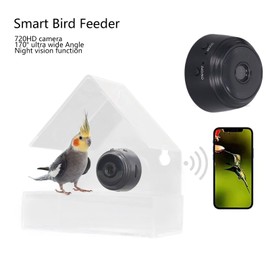 Smart Bird Feeder Camera, 720 HD 170° Wide Angle Remote Night Vision Clear Bird Watching Camera, Auto Capture Bird House Camera Built in Microphone, Bird Watching Video Camera