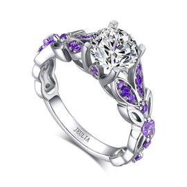 4.3 Carat Butterfly Ring 925 Sterling Silvers Crystal Ring Topaz Rings Bridal Rings Set for Women Wedding Engagement Promise With Jewelry Box (Amethyst Purple, 10)