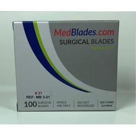MedBlades Box of 100 Each Stainless Steel Blades, Sterile, Individually Foil Wrapped. Dental, Surgical, Hobby, Craft & More (# 15)
