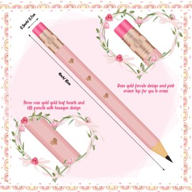 24 Pieces Pink Baby Shower Pencils Bridal Shower Golf Pencils with Erasers Mini Half Pencils Pre Sharpened 4 Inch Wedding Pencils 2 HB Hexagon Pencil for Kids Party Favors Office School Classroom
