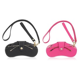 KAFTKO Glasses Case, Ultra-thin soft Leather Manufacturing, Portable Sunglasses Bag, Essential for Travel, Vacation, Outdoors (Black + Red)