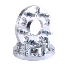 Aublinto Hubcentric Wheel Spacers, 2Pcs 5x114.3mm to 5x108mm Flange Hubcentric Wheel Adapter Spacers 15mm Hub Centric Wheel Adapters with 12x1.5 Thread Pitch,6061 T6 Billet Alloy,Silver