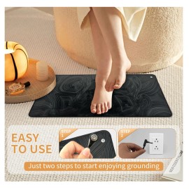Fxyswga Geometry Grounding Mat 15ft Cord Pad Kit Earth Therapy for Foot Sleep 23.6”x13“
