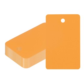 PATIKIL Plastic Shipping Tags with Wire, 50 Pcs 53 x 33 mm Waterproof Blank Labels Hang Tag with String for Outdoor Luggage Product Identification Price Marking, Orange