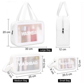 INOVERA (LABEL) 3 Pieces Makeup Organizer Bags - Travel Cosmetic Toiletry Storage Pouch - Water-Resistance Travelling Washbags Vanity Kit for Women, Girls (White)