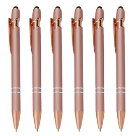 SCJJZ Ballpoint pen, high quality ballpoint pen, black, office supplies, ballpoint pen set, metal press ballpoint pen with aluminium bar, suitable for office and home (6 pieces rose gold)