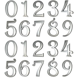 HopeWan 2 Inch Mailbox Numbers, Chrome Door Address Sign Number Stickers for Aprtment Office Home Room, Self Adhesive Install, Metal Shining, Suit for Outside or Indoor.(Silver, 2" - Set of 20)