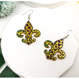 Mardi Gras Earrings for Women, Carnival Theme Champagne Mask Hat Acrylic Earrings for Women, Mardi Gras Dangle Earrings for Holiday Mardi Gras (I)