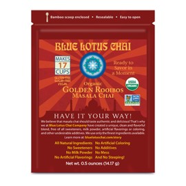 Blue Lotus Chai - Golden Rooibos Flavor Masala Chai - Makes 17 Cups - 0.5 Ounce Masala Spiced Chai Powder with Organic Spices - Instant Indian Tea No Steeping - No Gluten