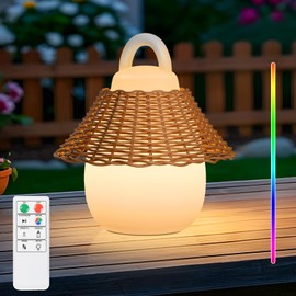 Outdoor Portable Table Lamp with Remote, Hanging Water-Resistant Night Light with 8 Colors for Outside, Party, Patio, Garden, Camping, Yard, Porch