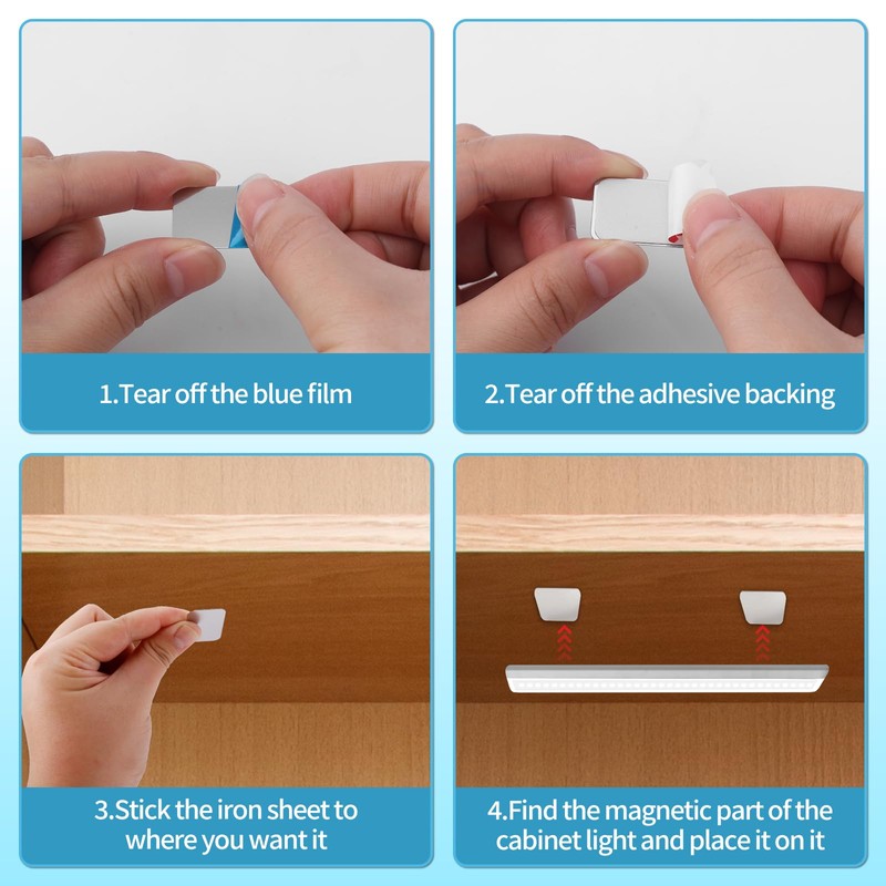 12pcs Under Cabinet Lights Magnetic Stickys, Adhesive Backing Magnetic Strips