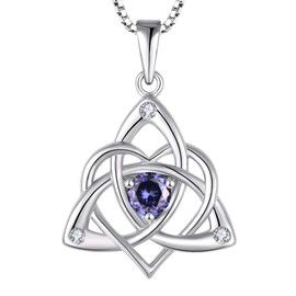 starchenie Celtic Knot Necklace 925 Sterling Silver Heart 3A Birthstone Necklace for Women