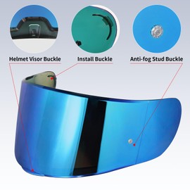 VCOROS Helmet Visor Shield For SEDICI Strada II and For Strada 3 FF397 FF801 Motorcycle Helmets visor For FT2 VECTOR Helmets (Chrome Blue)