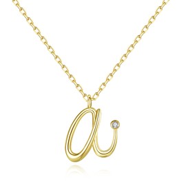 VIKI LYNN Latin Script A Letter Alphabet Pendant Initial Necklace for Women Girls 18K Gold Plated 925 Sterling Silver