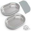 2 Bowls Stainless Steel Bowl Set for Automatic Microchip Pet