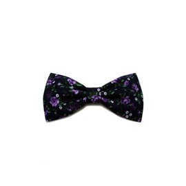 Mini Hair Bow Collection (Alligator Clip, Dark Purple Floral)