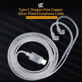 KZ Type-C iem Replacement Cable, USB C iem Cable, Upgraded in ear Monitor Earphones Cable, Cpins iem Wire for kz zs10 pro, zsn pro x, zsn pro, zar, dqs, as24, cca c12,cs16 Earbud (With microphone)
