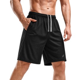 NY Threads Pantaloncini Sportivi da Uomo – Asciugatura Rapida, vestibilità Ampia, Leggeri, Ideali per Corsa, Allenamento E Palestra, con Tasche, Nero, XXL