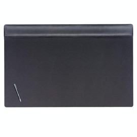 DACASSO Leather Desk Pad with Top Rail - Luxury Leather Desk Blotter for Writing - Executive Desk Surface Protector - (Black, 38” x 24”)
