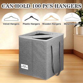 Boczif Clothes Hanger Organizer Bag-Rigid, Hanger Storage Containers with Lid and Handle, Large Hanger Holder, Hanger Caddy Organizer Box for Closet Tidier Laundry Rooms Wardrobe Drying Rack