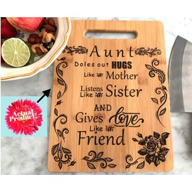 Aunt Gift - Bamboo Cutting Board Design Aunt Gift Birthday Christmas Gift Engraved Side For Décor Hanging Reverse Side For Usage (8.75x11.5 Rectangle)