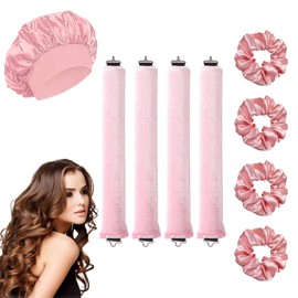 9 Pcs Heatless Blowout Rods, Heatless Curling Rod, Easy to Use Blowout Rods No Damage to Hair Heatless Curls for Curl Rods Women Long Hair Styling Tools for All Hair Pink