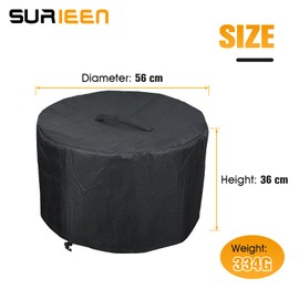 Surieen 22" Round Fire Pit Cover, Outdoor Garden Firepit Patio Heater Cover Waterproof, 600D Oxford Fabric Firepit Covers Compatible with Solo Stove Bonfire Yukon Cover, Black, 22"D X 16"H (M)