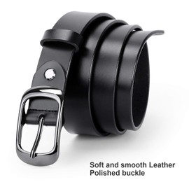 JASGOOD Women Black Large PU Leather Belt Plus Size Polished Buckle for Jeans Pants (Suit for waist size 29-32 Inches,Black)