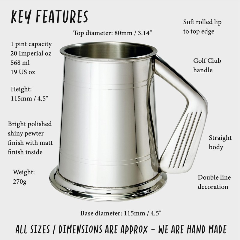 Wentworth Pewter Golf Handle Tankard (with Engraving)