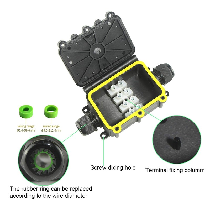 Outdoor Junction Box Waterproof IP68, 3 Way M20 Coaxial Underground