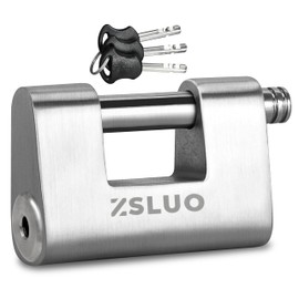 ZSLUO Heavy Duty Push-to-Lock Stainless Steel Padlock, High Security Container Locks with Uncuttable Shackle, All Weather Outdoor Lock for Shipping Container, Storage Unit, Gate, Warehouse (3 Keys)