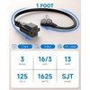 Flat Plug 1Ft Short Extension Cord, 90-Degree Plug Low Profile